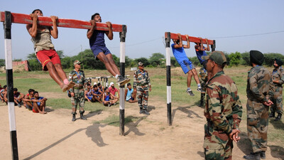 Training center set up for Indian Army recruitment rally at School of Eminence, 3B1, Mohali.
